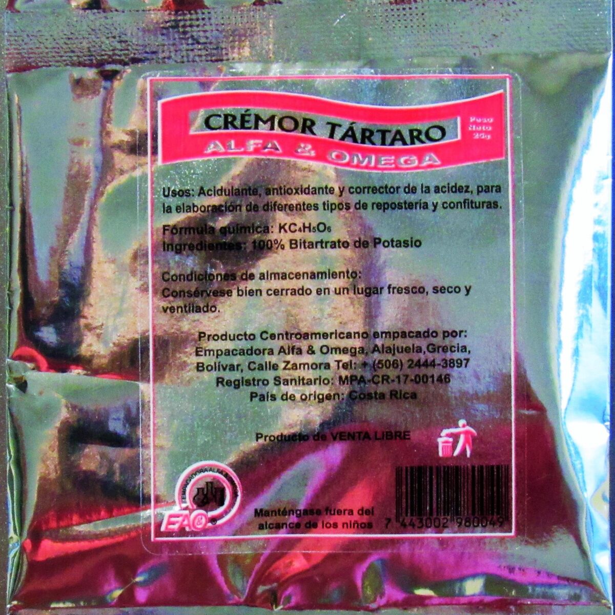 Cremor Tartaro Bolsa con 12 Paquetes de 25g C/U