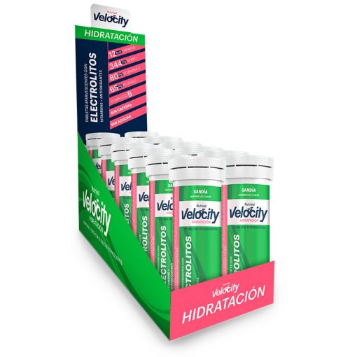 Display 12 Tubos Velocity Electrolitos Sabor Sandia 10 Tab
