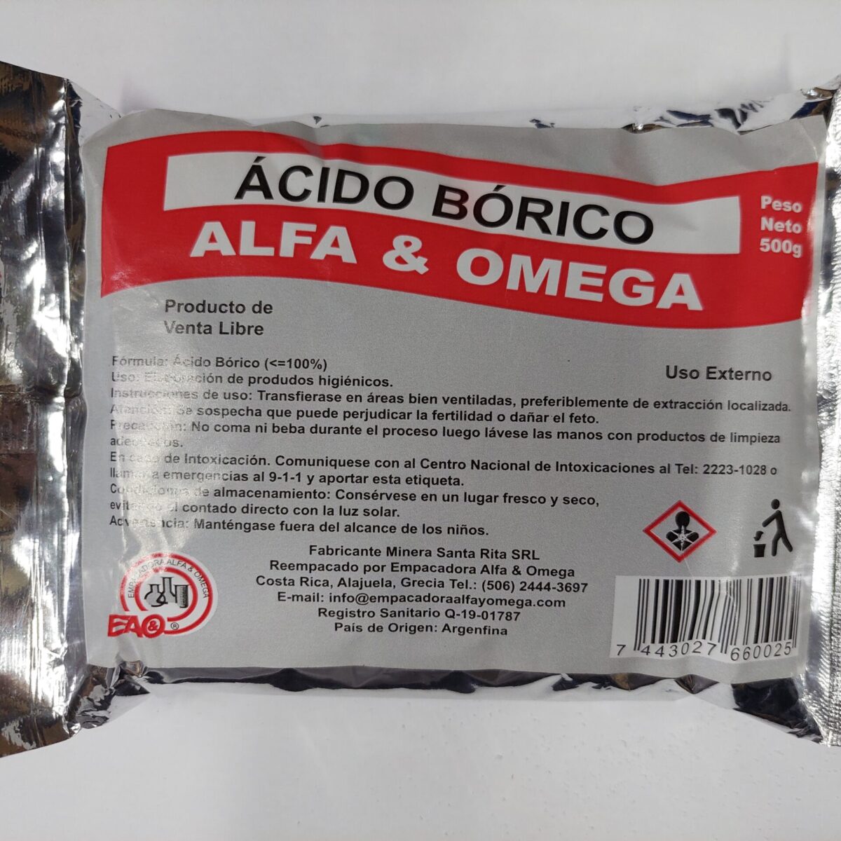Acido Borico Paquete Individual de 500g