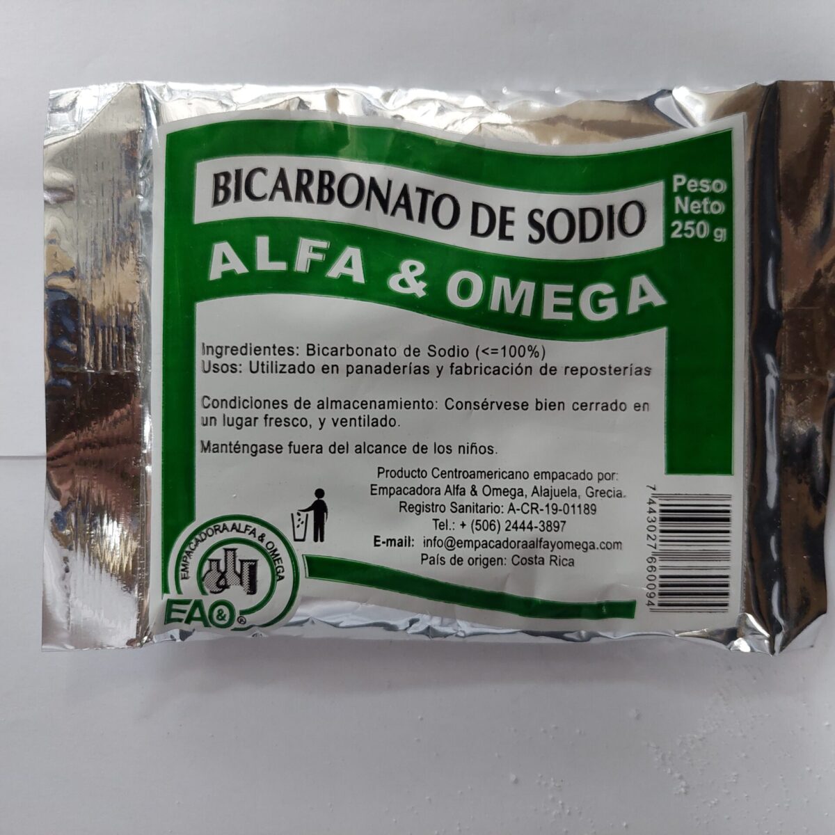 Bicarbonato de Sodio Paquete Individual de 250g