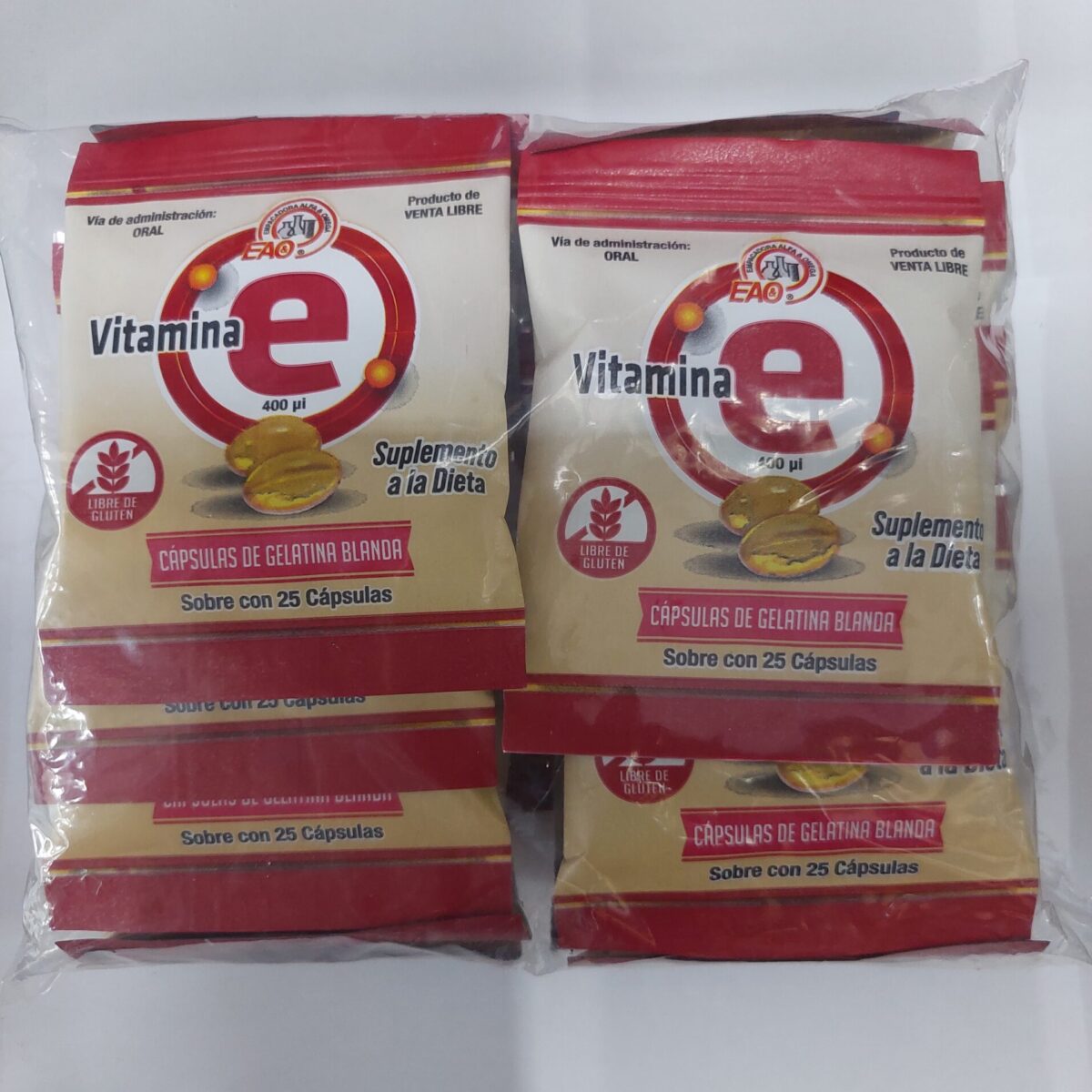 Vitamina E 400 UI. Bolsa C/20 sobres de 25 cápsulas c/u