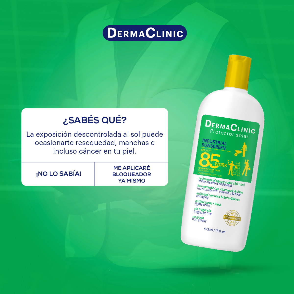 Dermaclinic Bloqueador industrial Spf 85 473Ml