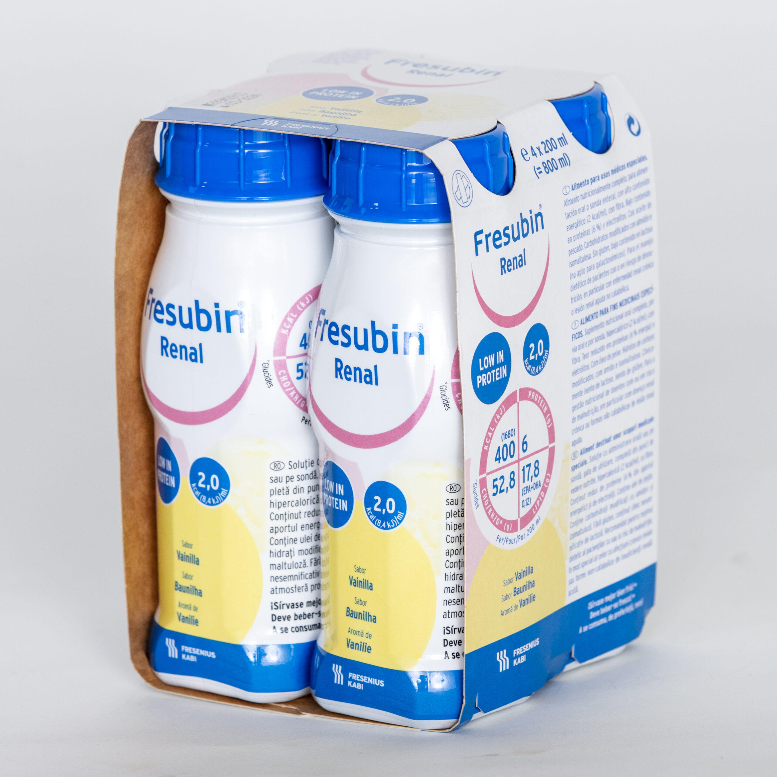 Fresubin renal bebida nutricional. Sabor vainilla. Fco x 200 ml bandeja x 4 fco