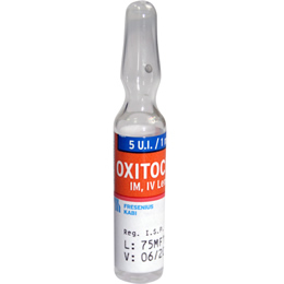 Oxitocina 5 UI/ mL. Slon iny, amp x 1 ml, caja x 100 amp