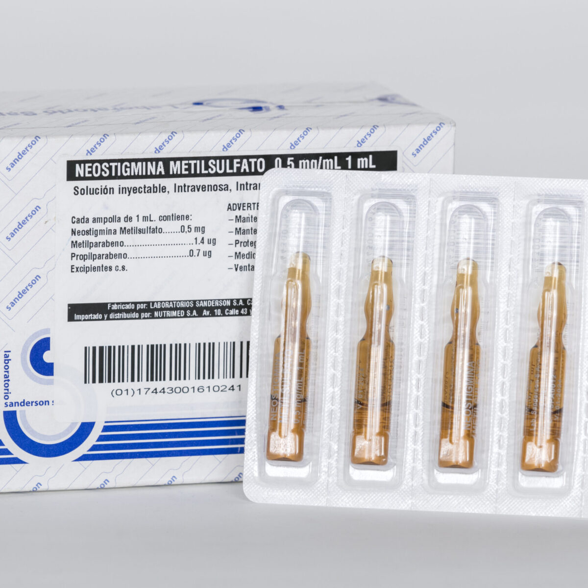 Neostigmina metilsulfato 0.5 mg/ mL Sln iny, amp x 1 ml, caja x 50 amp